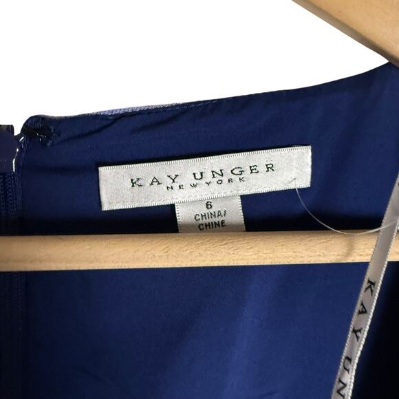 Kay Unger Octavia Blue Floral Print Organza Asymmetric Formal Formal Maxi Gown 6 - Picture 4 of 16